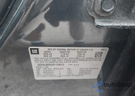 2013 Chevrolet Equinox Ls z USA, uszkodzony, nr VIN 2GNALBEK6D1134613